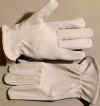 Unlined white goatskin driver glove, prem grade. SIZE: XXS-XL. PRICE PER DOZEN.